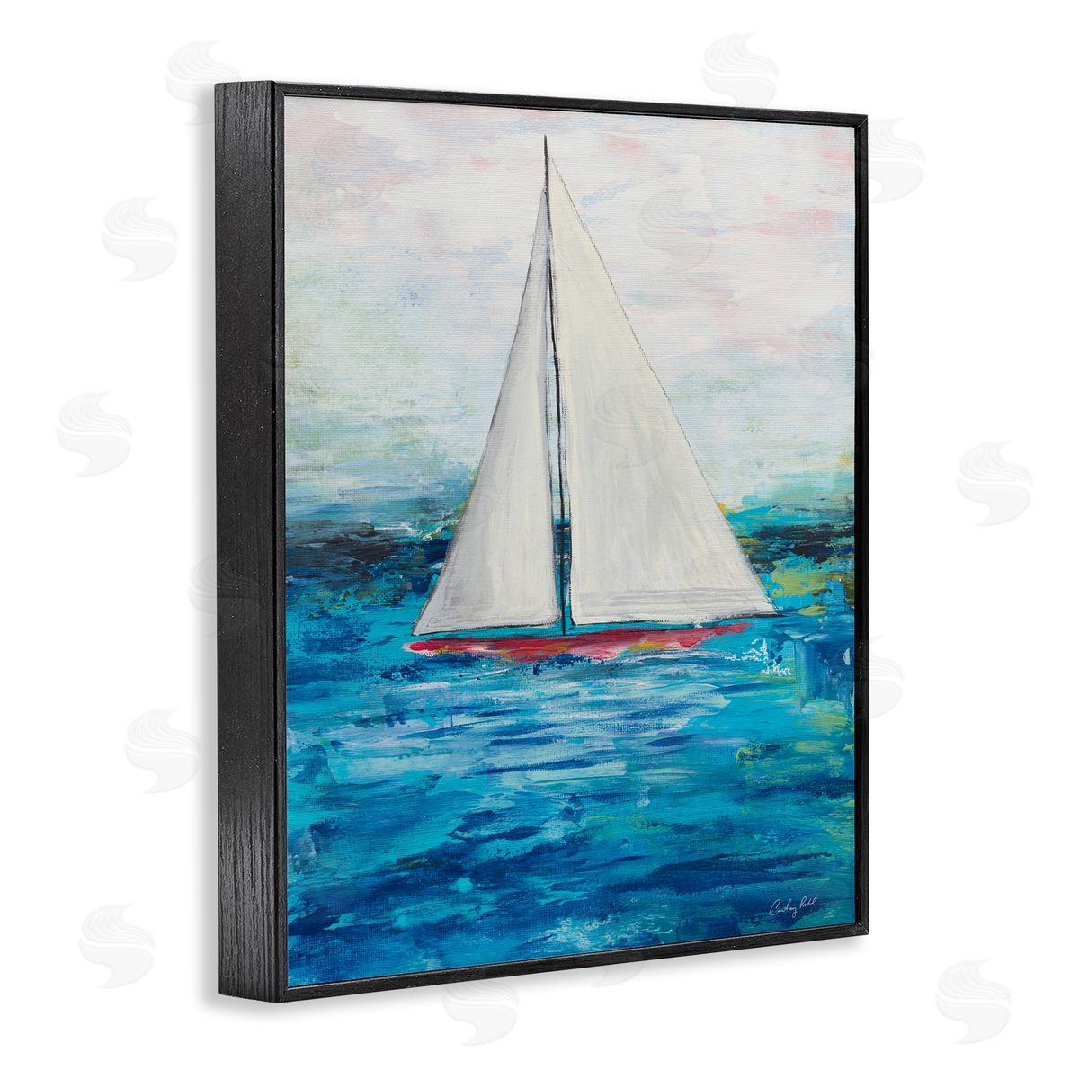 Boat Setting Sail Black Frame Print Wall Art, Home Decor by Courtney Prahl