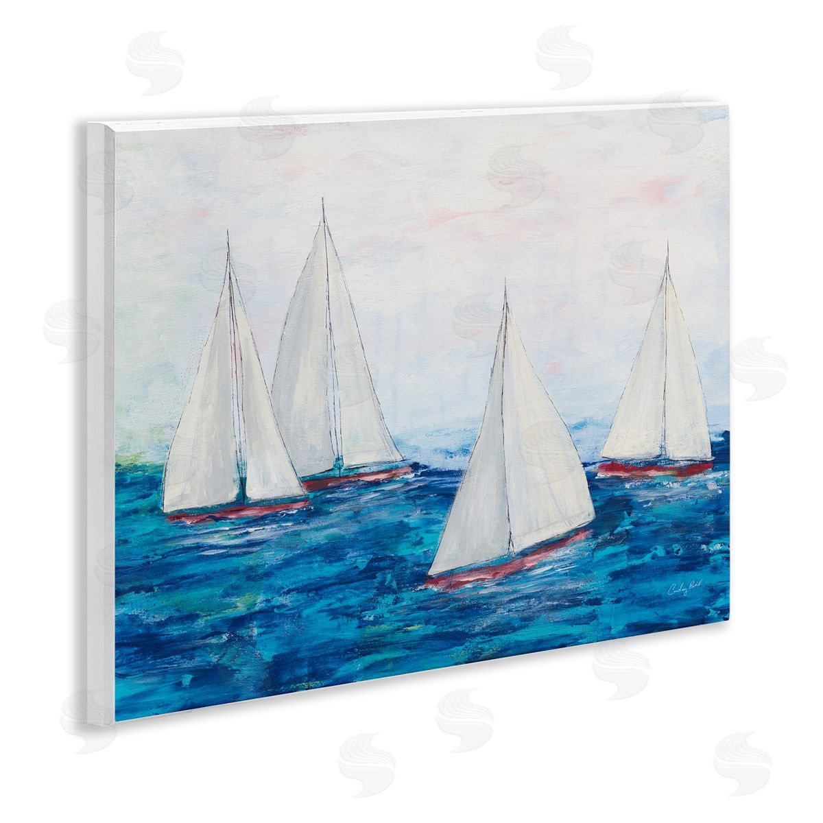 Sailboat Fleet on Ocean Wood Plaque Wall Art, Home Decor by Courtney Prahl
