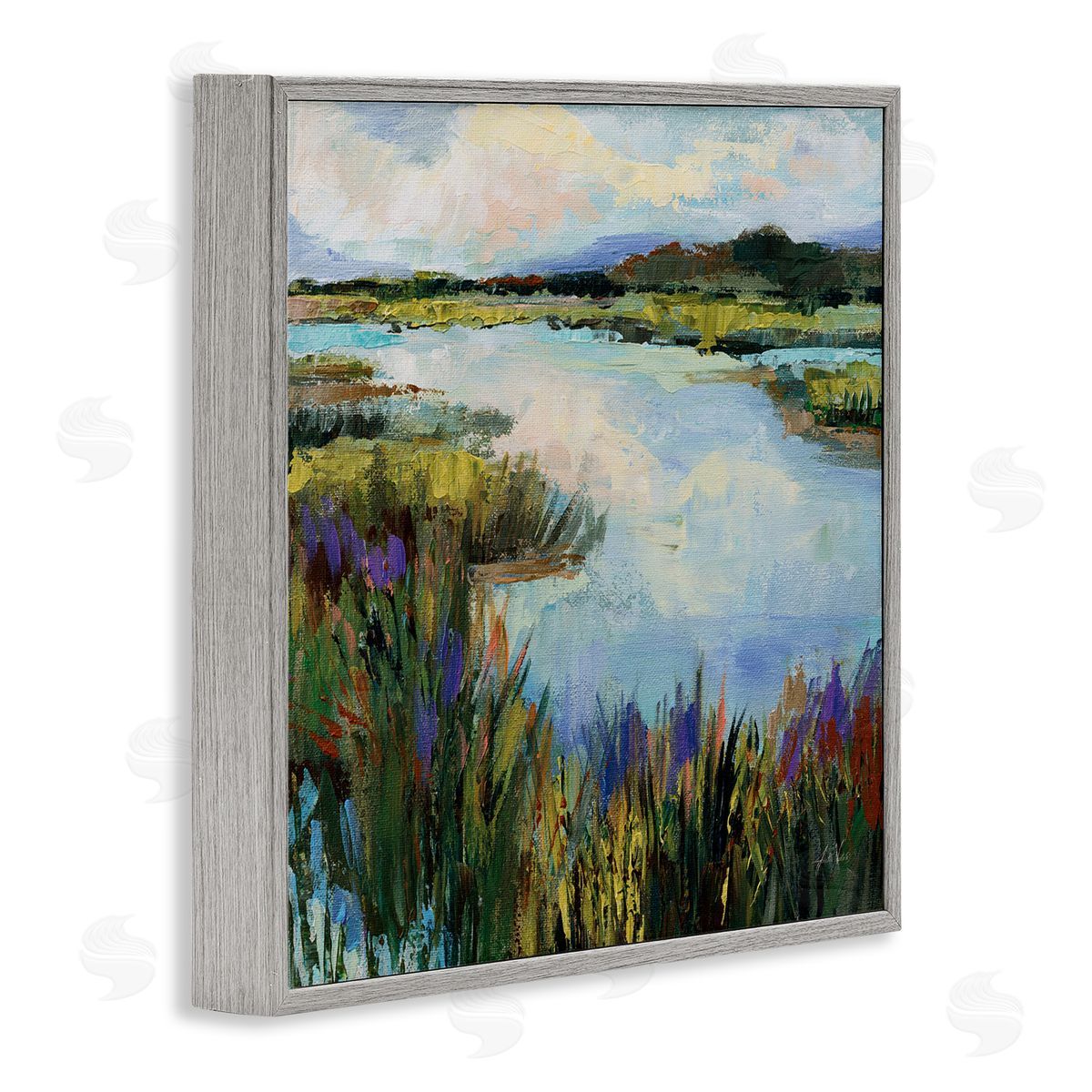 Rural Stream Nature Grey Frame Print Wall Art, Home Decor by Jeanette Vertentes