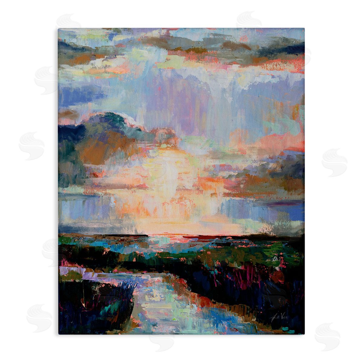 Sunlit Tide Abstract Canvas Wall Art, Home Decor by Jeanette Vertentes