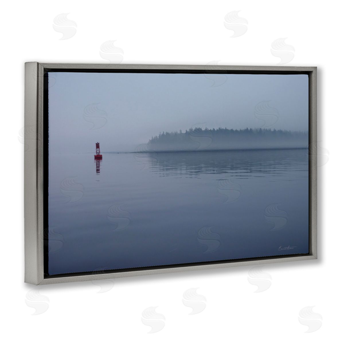 Penobscot Bay Landscape Grey Floating Frame Canvas Wall Art, Home Decor by Belinda Aldrich