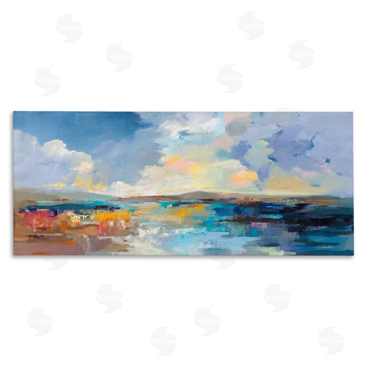Seaside Sunset Abstract Canvas Wall Art, Home Decor by Silvia Vassileva