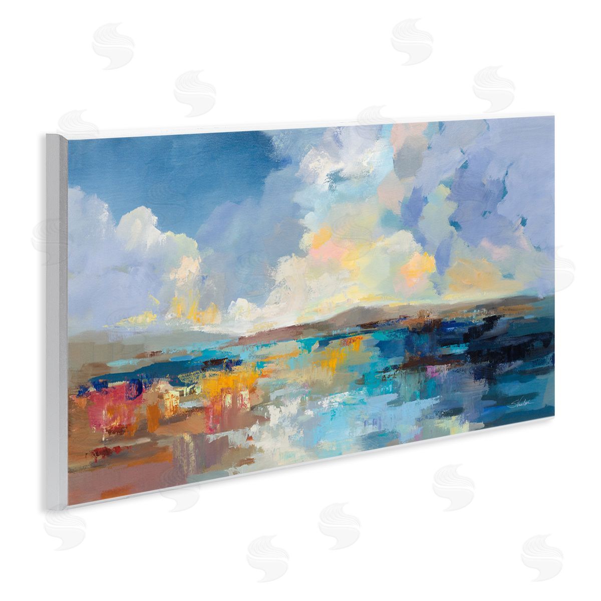 Seaside Sunset Abstract Wood Plaque Wall Art, Home Decor by Silvia Vassileva