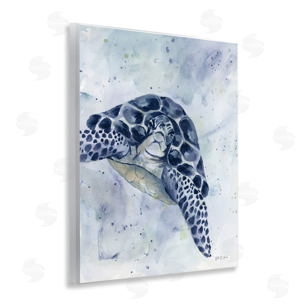 Swimming Blue Turtle Wood Plaque Wall Art, Home Decor by Yvette St. Amant