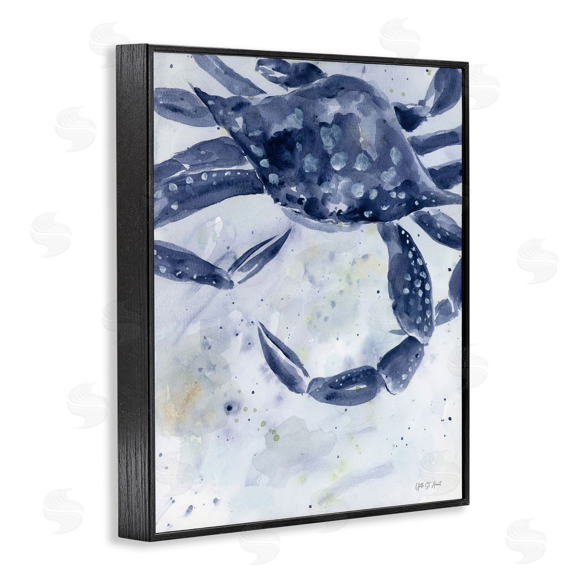 Swimming Blue Crab Black Frame Print Wall Art, Home Decor by Yvette St. Amant