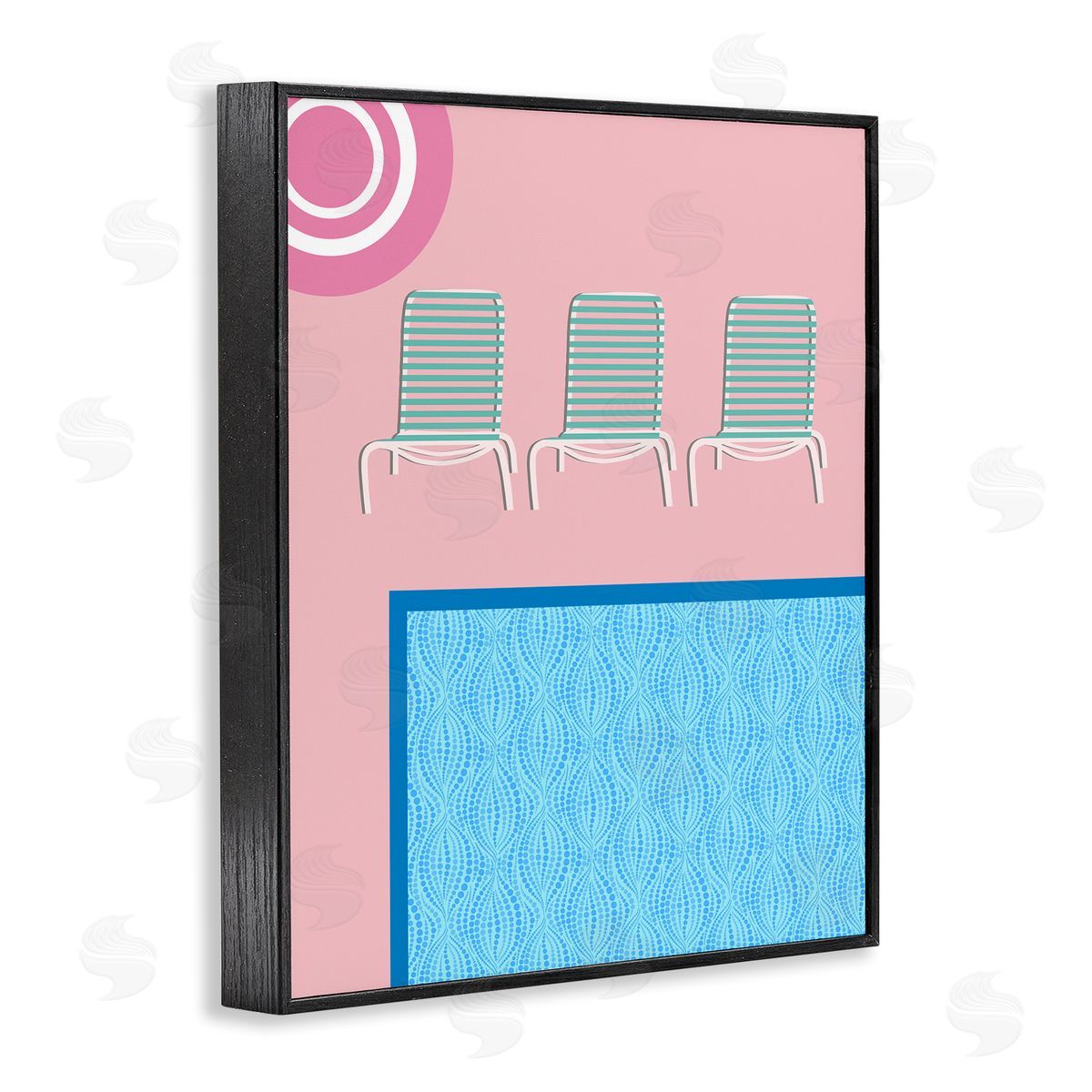 Summer Poolside View Black Frame Print Wall Art, Home Decor by Regina Moore