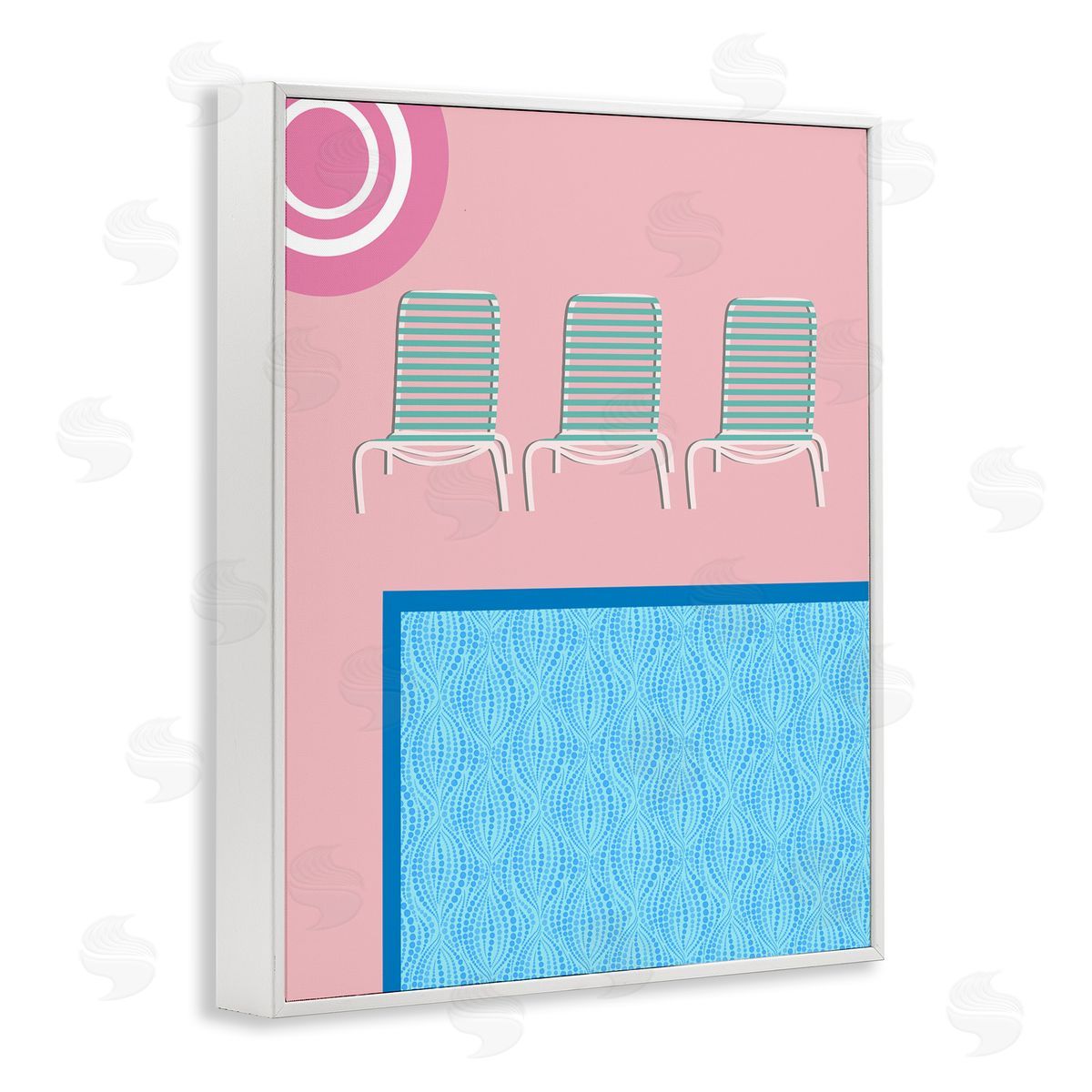 Summer Poolside View White Frame Print Wall Art, Home Decor by Regina Moore