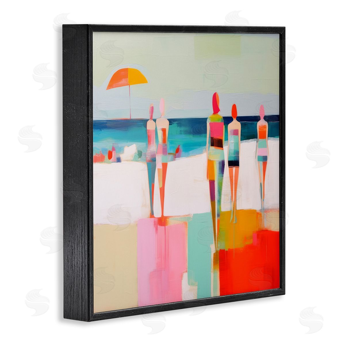 Strolling on Beach Black Frame Print Wall Art, Home Decor by Irena Orlov