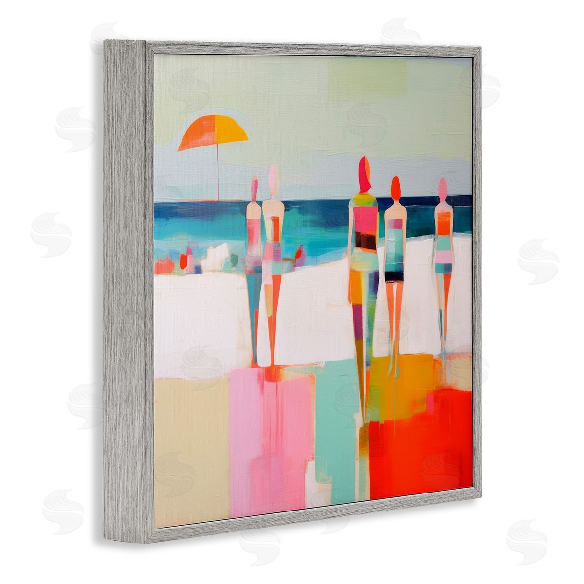 Strolling on Beach Grey Frame Print Wall Art, Home Decor by Irena Orlov