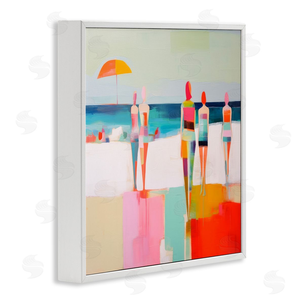 Strolling on Beach White Frame Print Wall Art, Home Decor by Irena Orlov