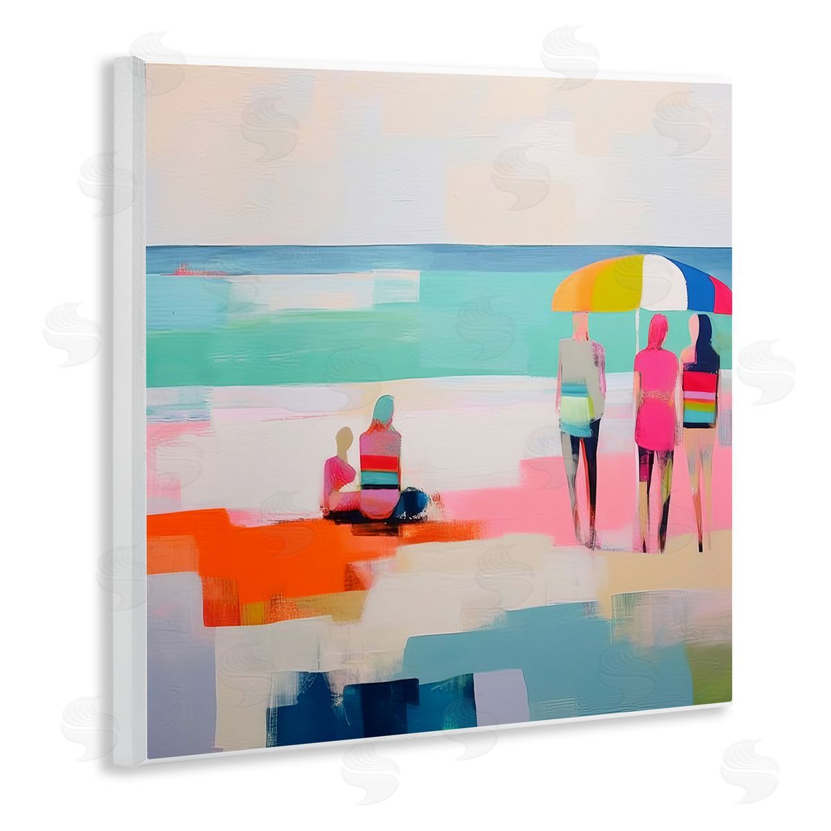 People on Beach Abstract Wood Plaque Wall Art, Home Decor by Irena Orlov