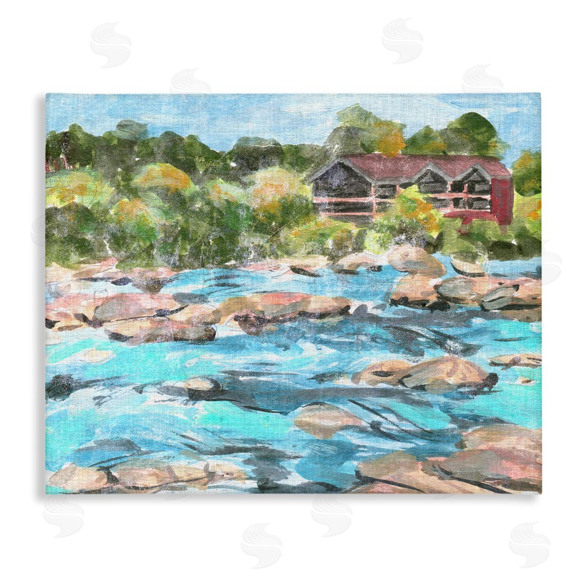 Rocky River Landscape Canvas Wall Art, Home Decor by Melissa Wang