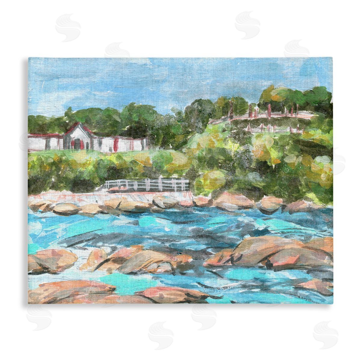 Rocky Nautical Landscape Canvas Wall Art, Home Decor by Melissa Wang