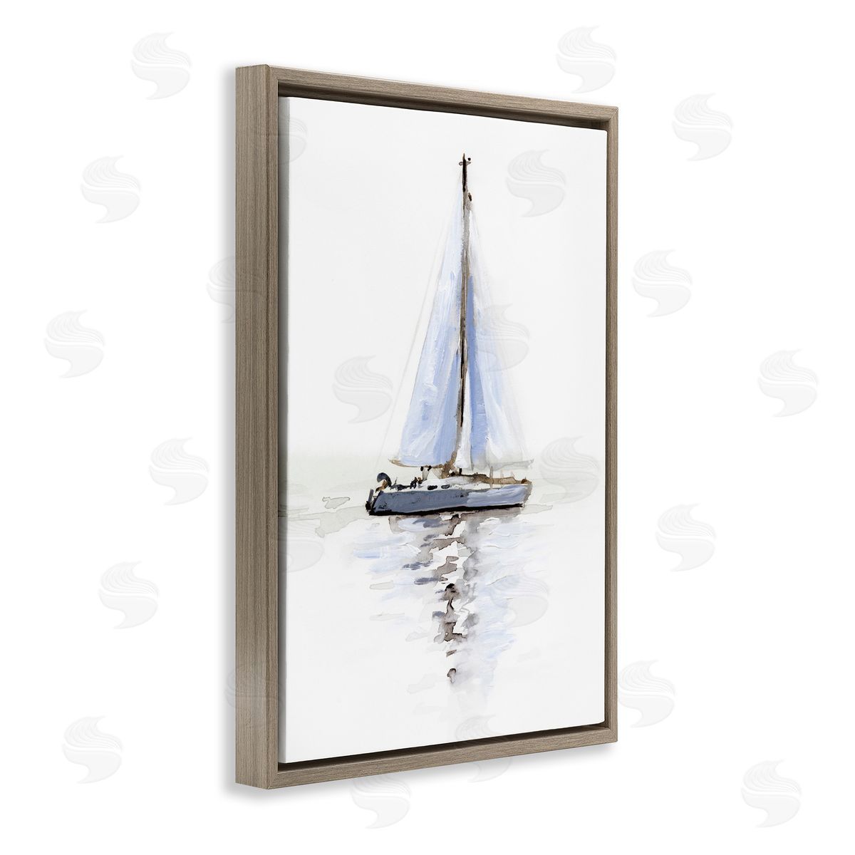 Reflective Beach Sails Brown Floating Frame Canvas Wall Art, Home Decor by Victoria Barnes