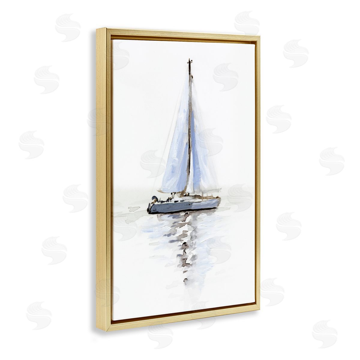 Reflective Beach Sails Gold Floating Frame Canvas Wall Art, Home Decor by Victoria Barnes