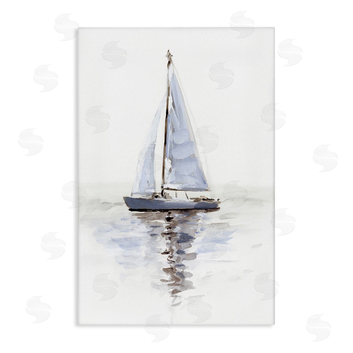 Minimal Sailboat Reflection Canvas Wall Art, Home Decor by Victoria Barnes