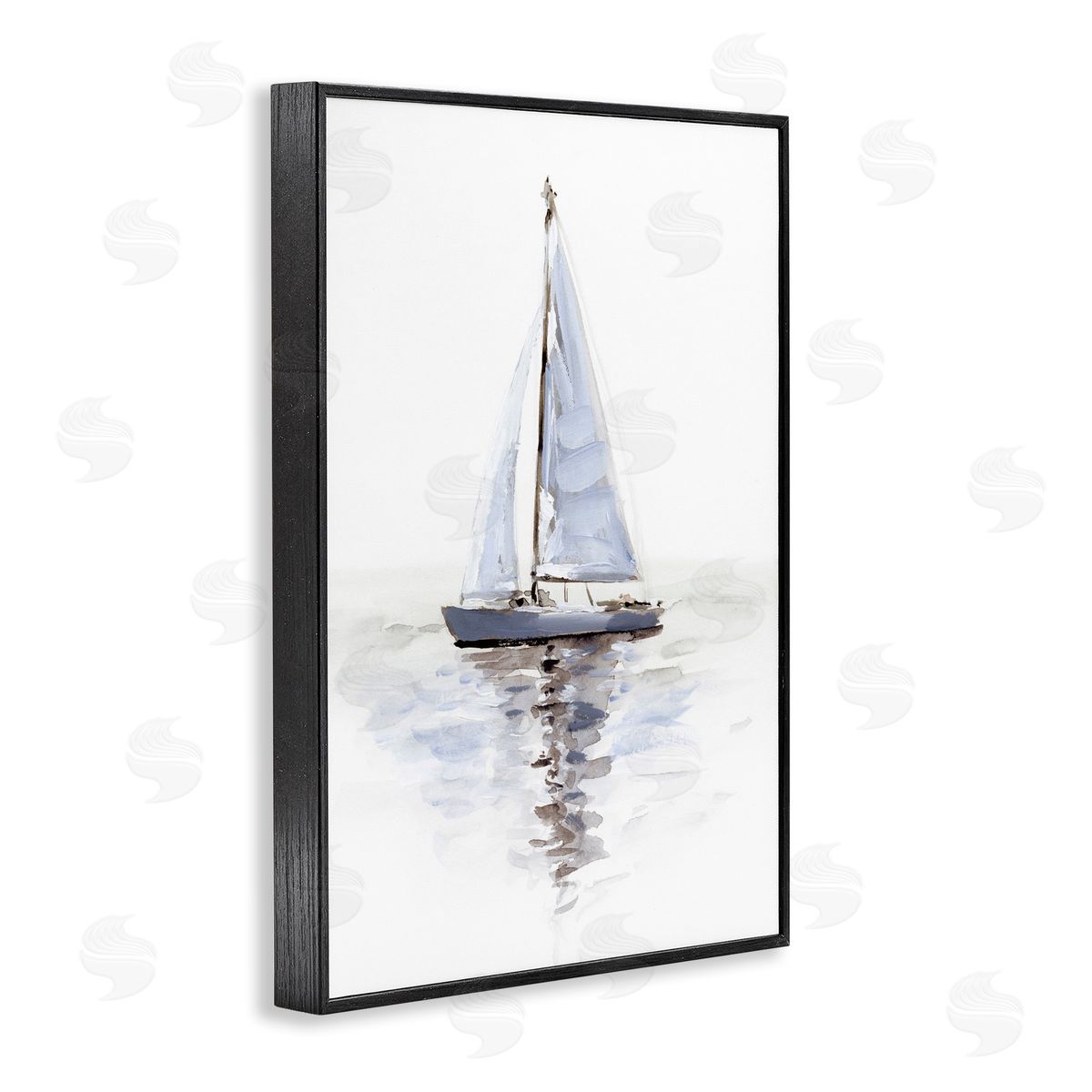Minimal Sailboat Reflection Black Frame Print Wall Art, Home Decor by Victoria Barnes