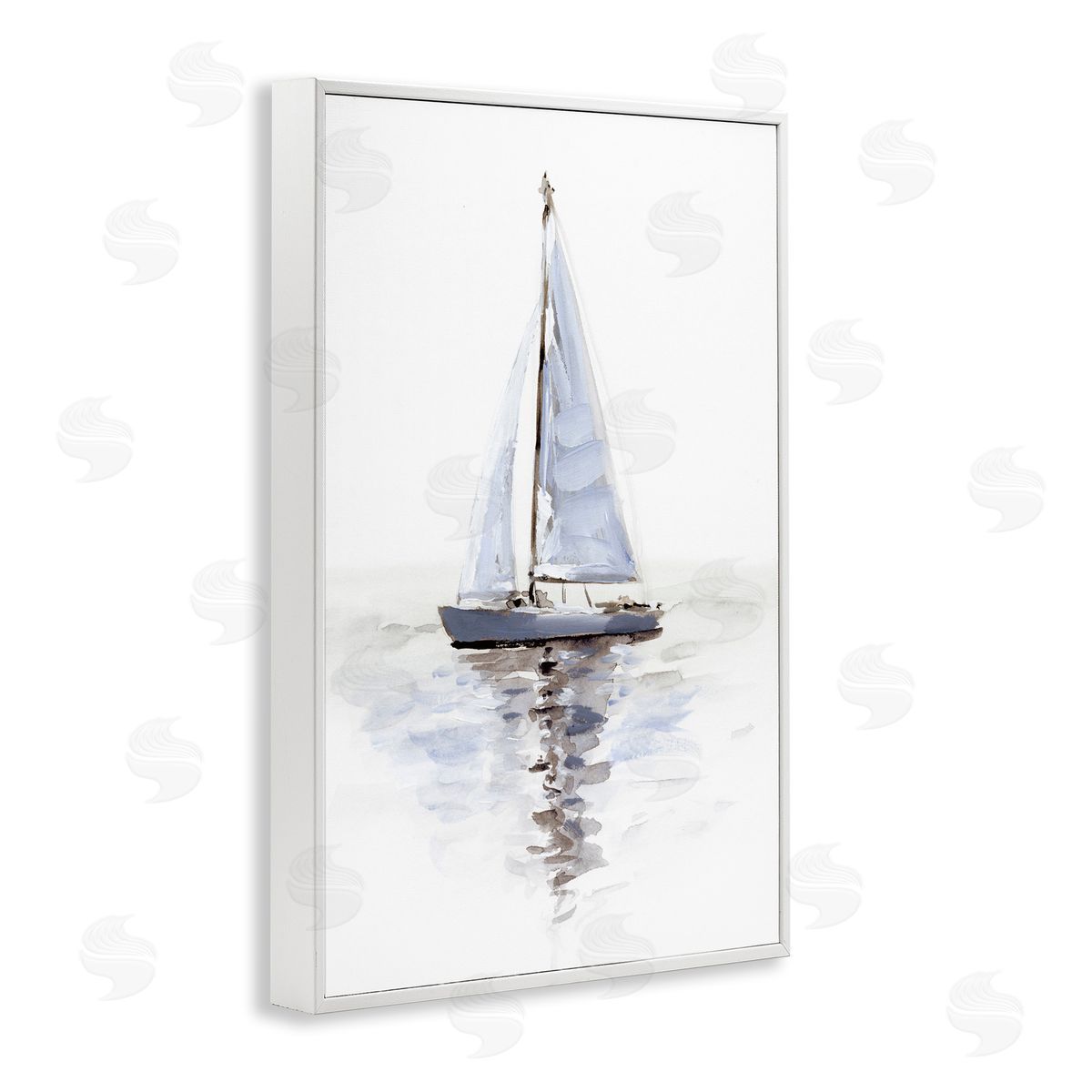 Minimal Sailboat Reflection White Frame Print Wall Art, Home Decor by Victoria Barnes