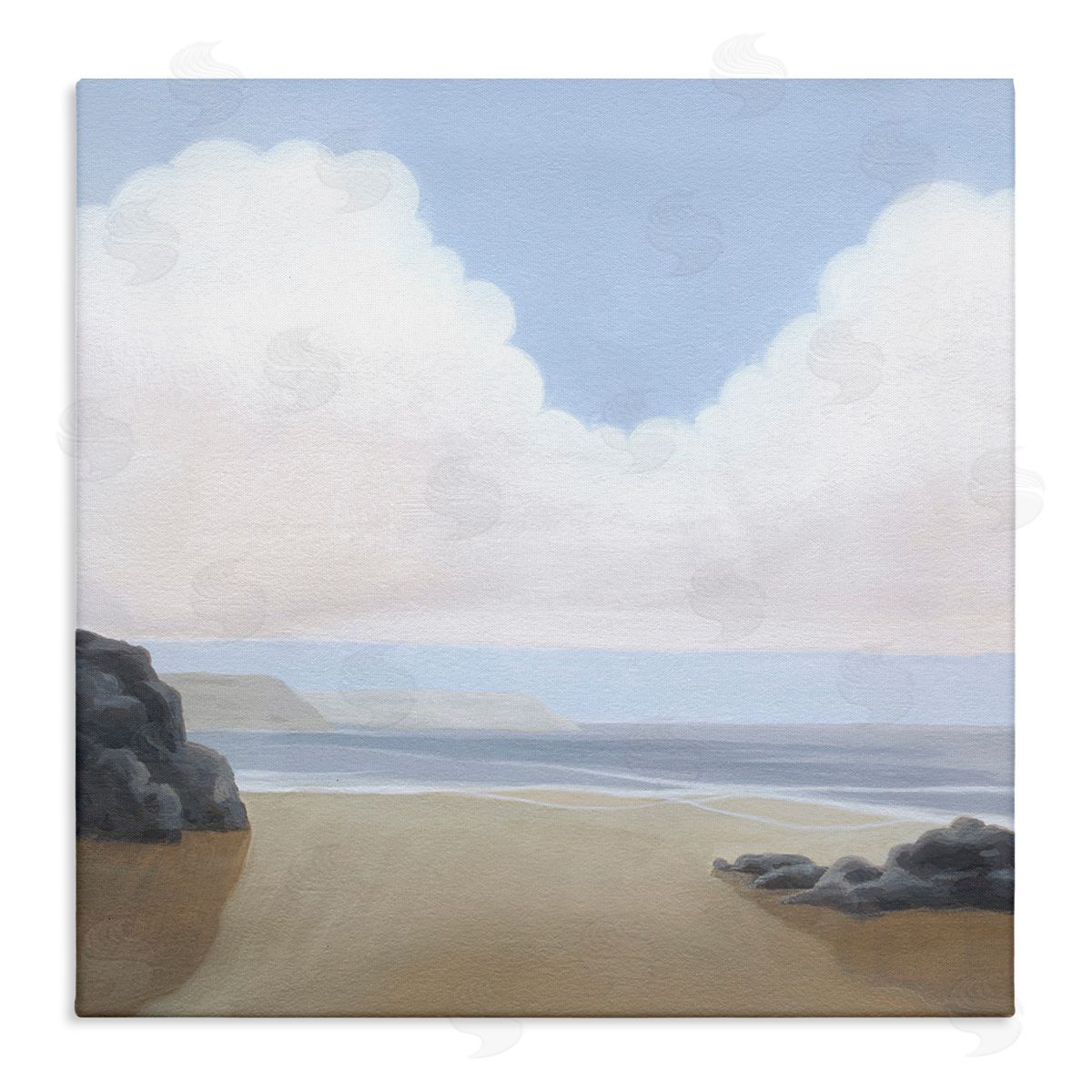 Fluffy Clouds Over Beach Canvas Wall Art, Home Decor by Melissa Wang