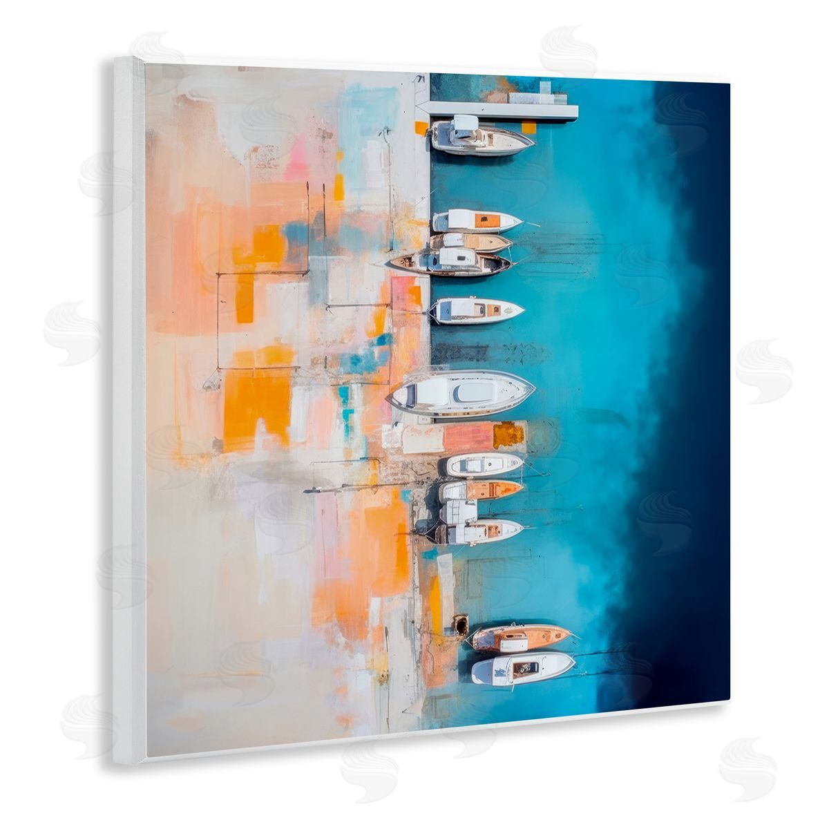 Boat Harbor Aerial View Wood Plaque Wall Art, Home Decor by Irena Orlov