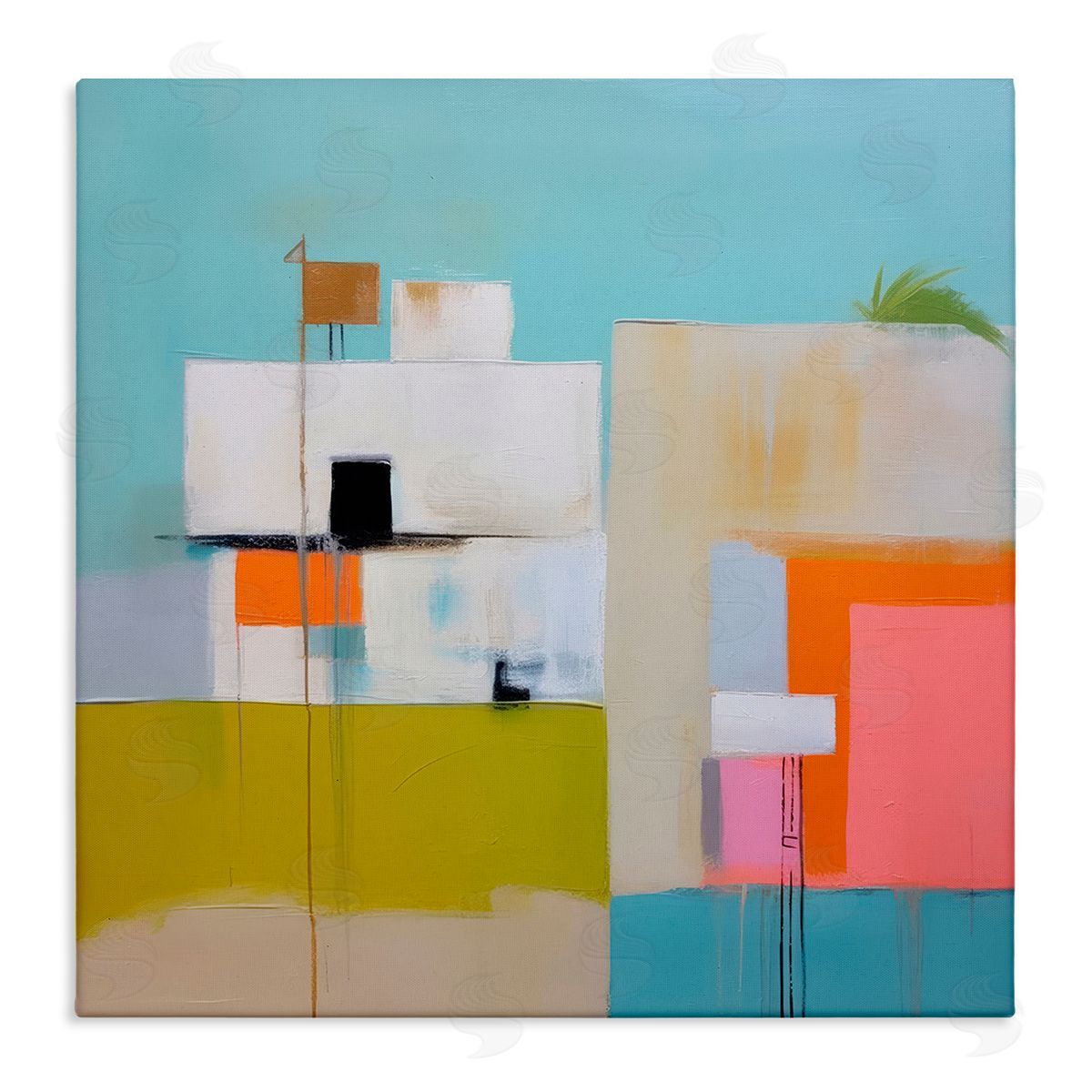 Tropical Villa House Canvas Wall Art, Home Decor by Irena Orlov
