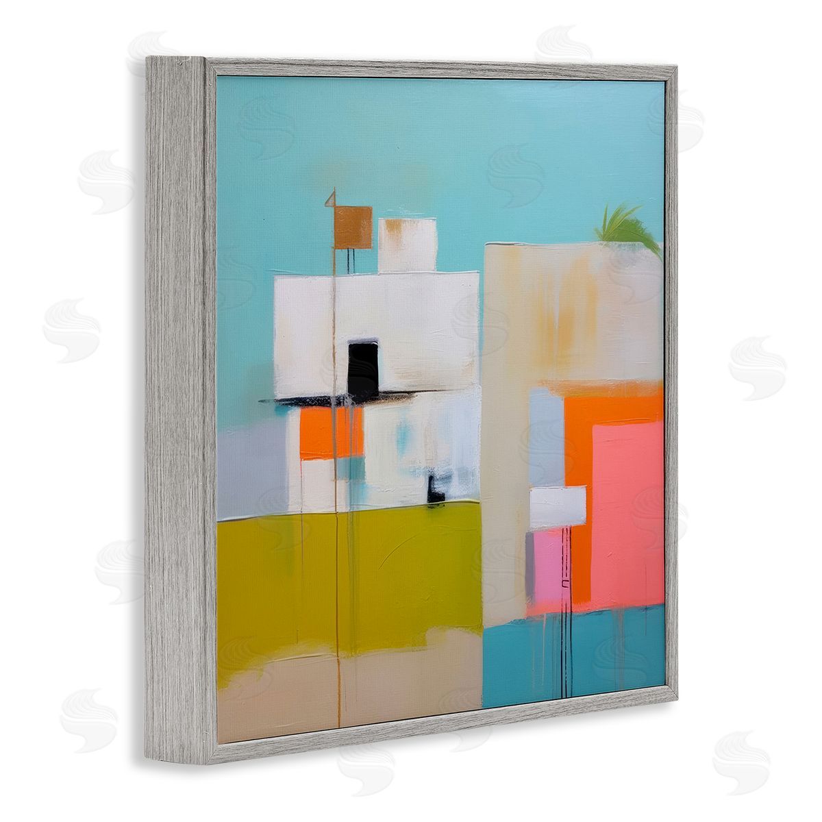 Tropical Villa House Grey Frame Print Wall Art, Home Decor by Irena Orlov