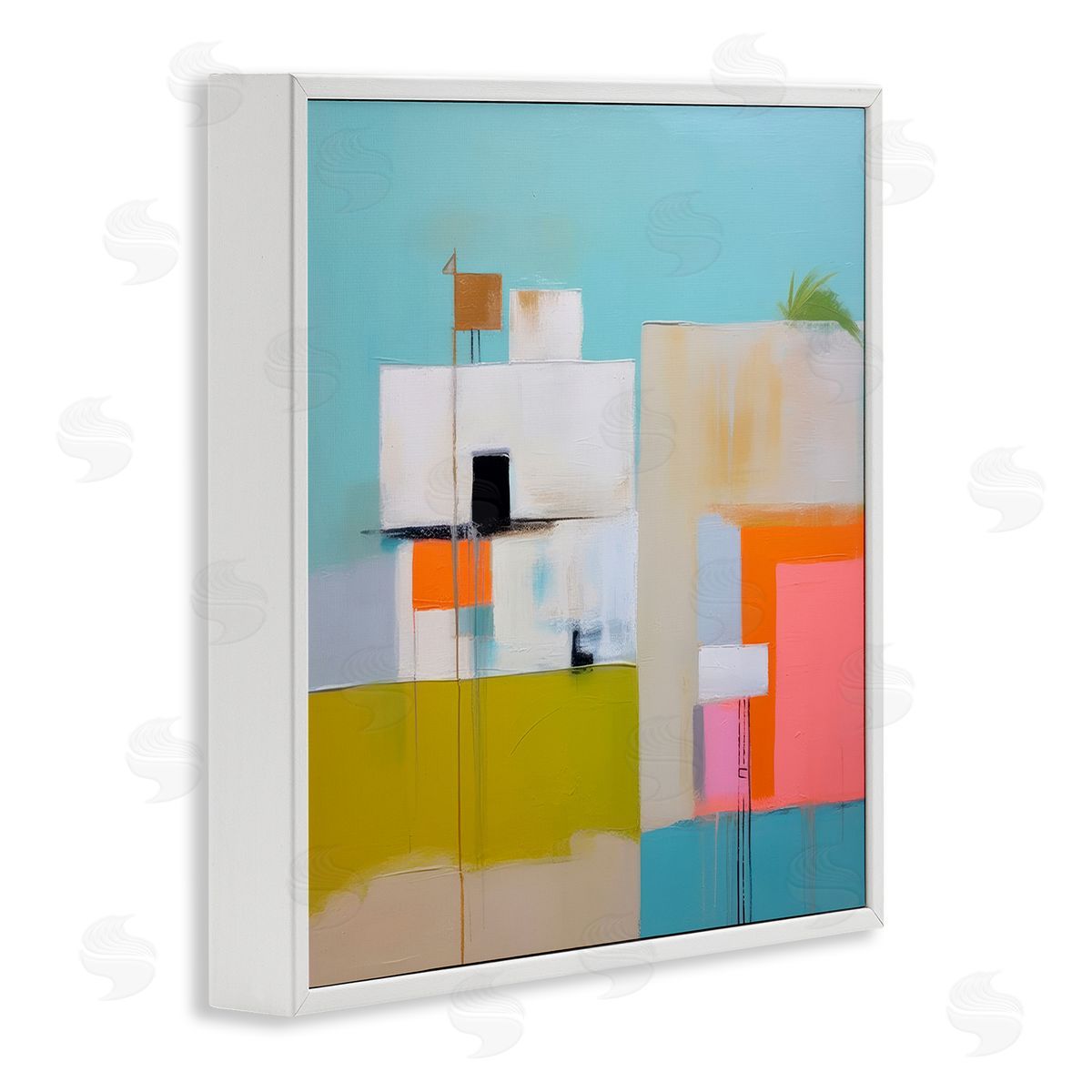 Tropical Villa House White Frame Print Wall Art, Home Decor by Irena Orlov