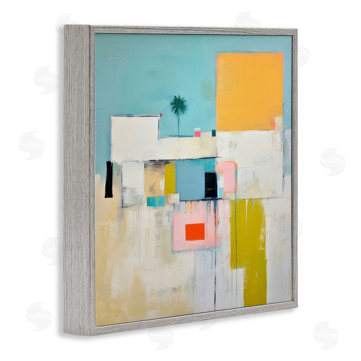 Tropical Villa Abstraction Grey Frame Print Wall Art, Home Decor by Irena Orlov