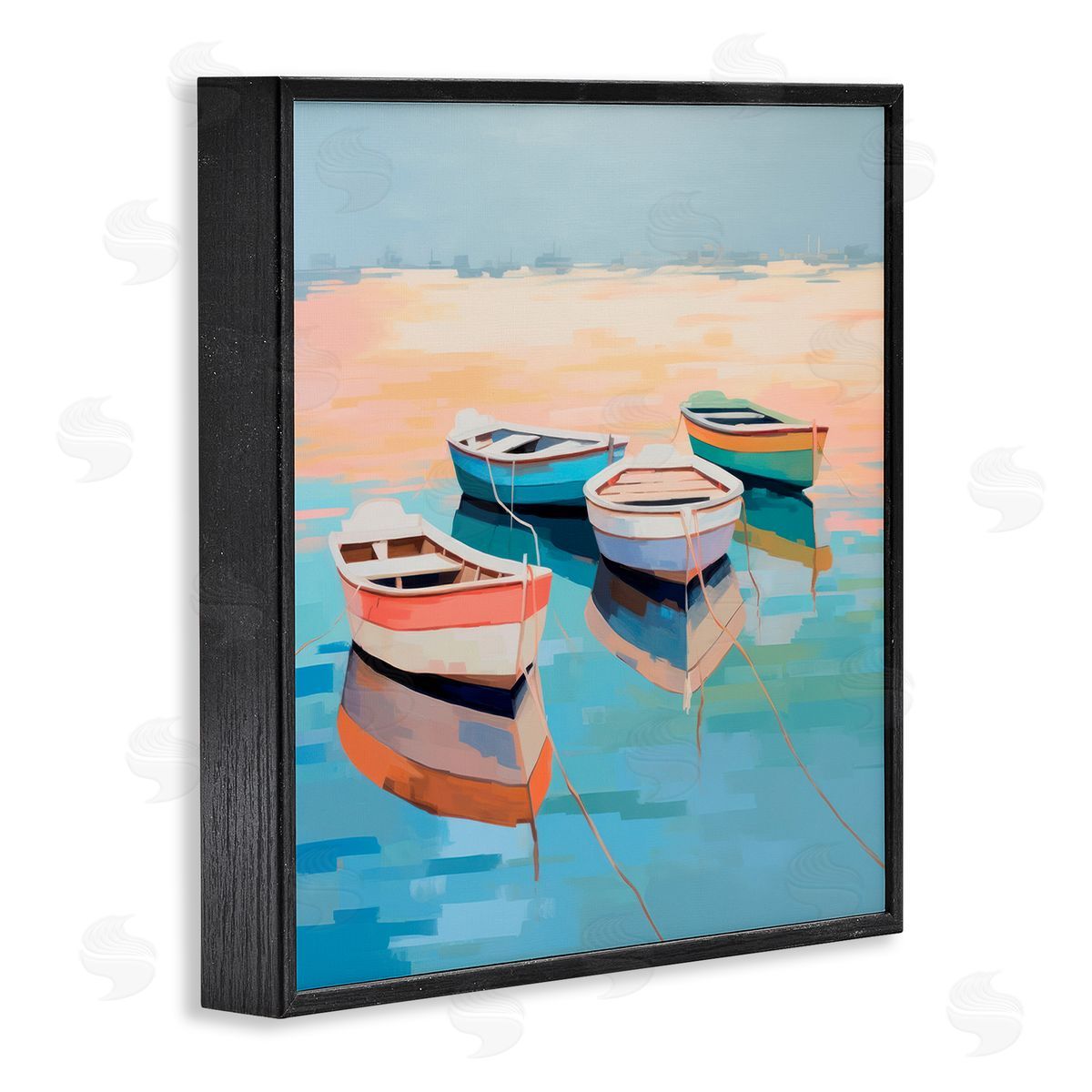 Boat Reflection Shore Black Frame Print Wall Art, Home Decor by Irena Orlov