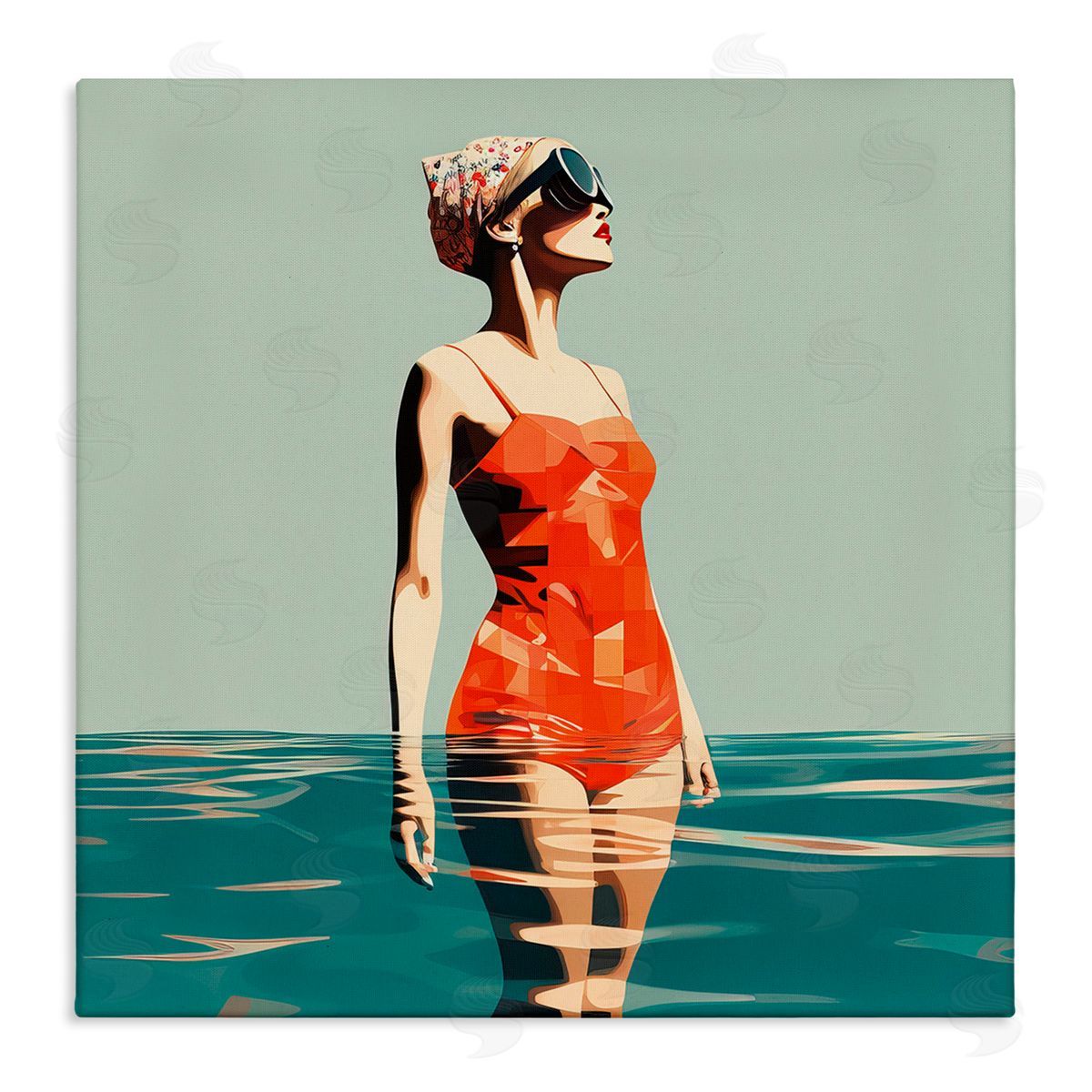 Retro Woman in Swimsuit Canvas Wall Art, Home Decor by Irena Orlov