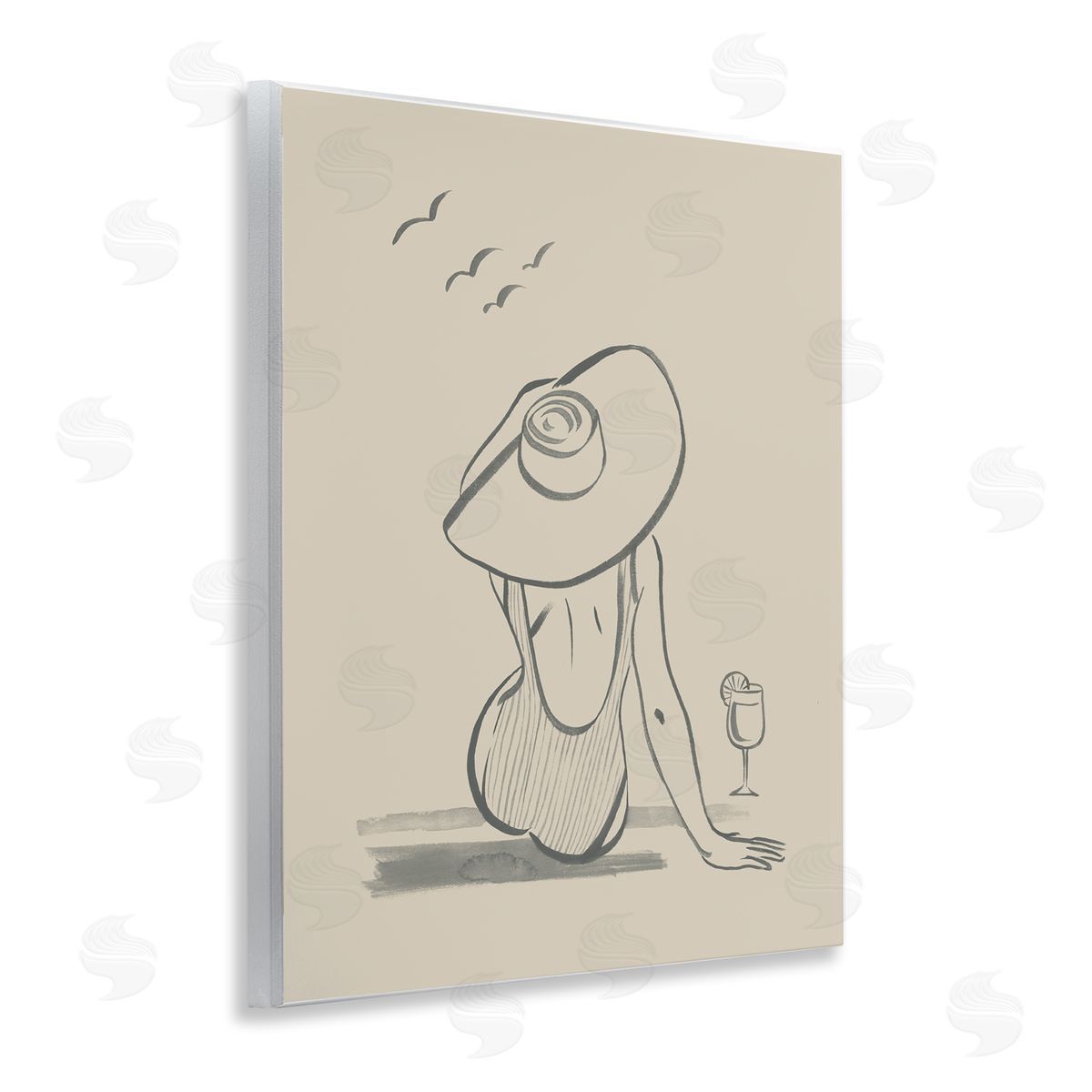 Beach Day Drawing Wood Plaque Wall Art, Home Decor by Grace Popp
