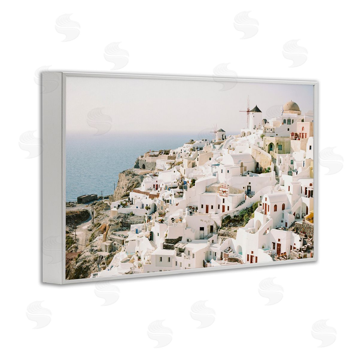 European Seaside City White Frame Print Wall Art, Home Decor by Justine Milton