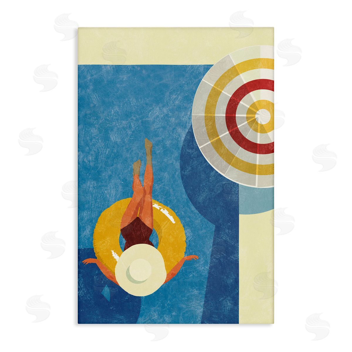 Relaxing on Pool Float Canvas Wall Art, Home Decor by Victoria Barnes