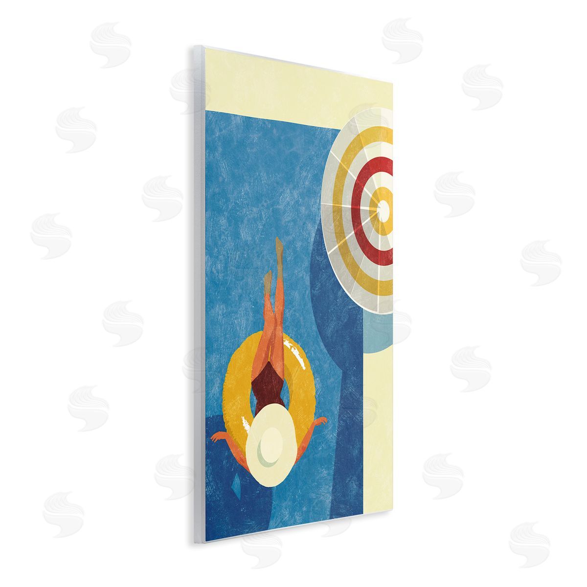 Relaxing on Pool Float Wood Plaque Wall Art, Home Decor by Victoria Barnes