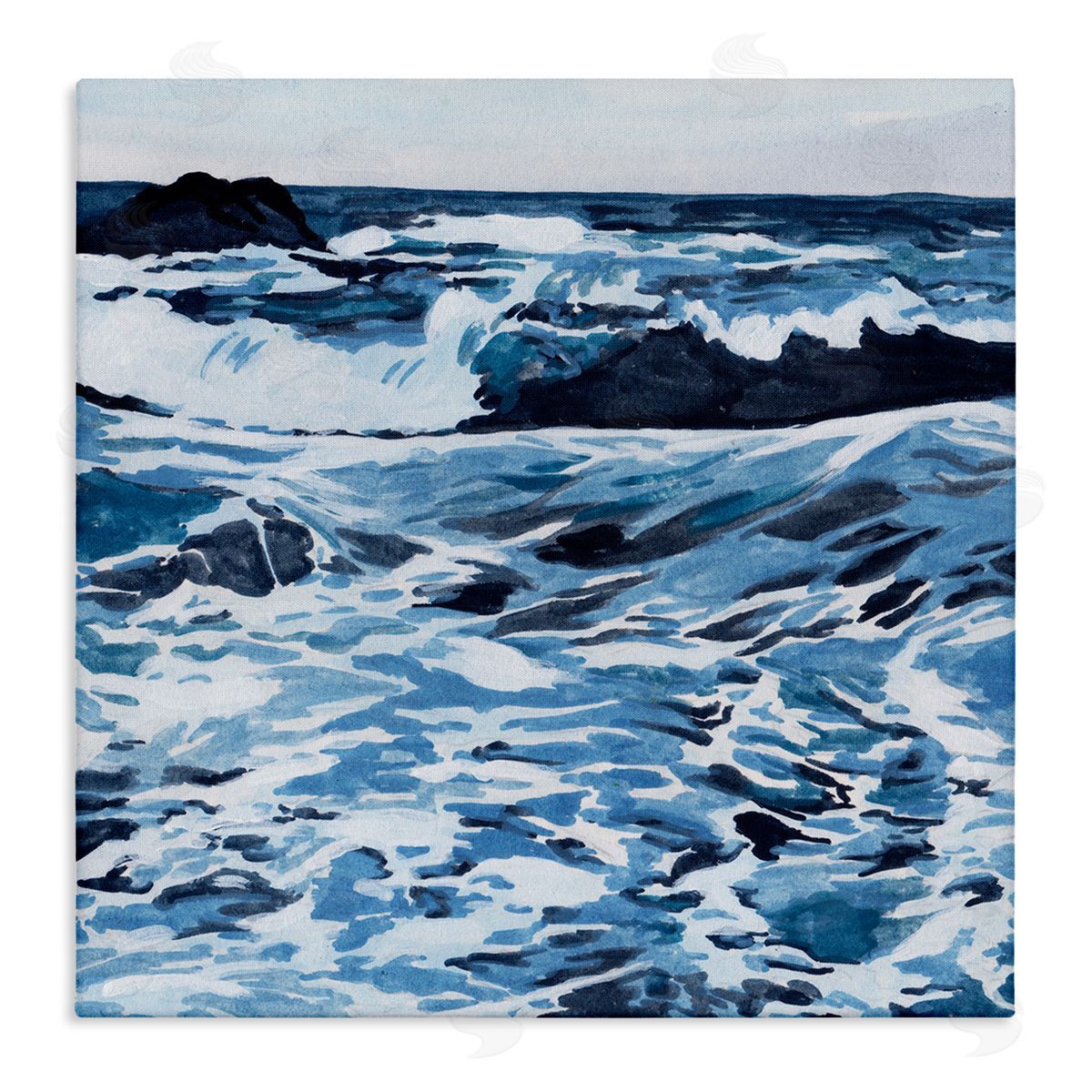 Blue Coastal Waves Canvas Wall Art, Home Decor by Melissa Wang