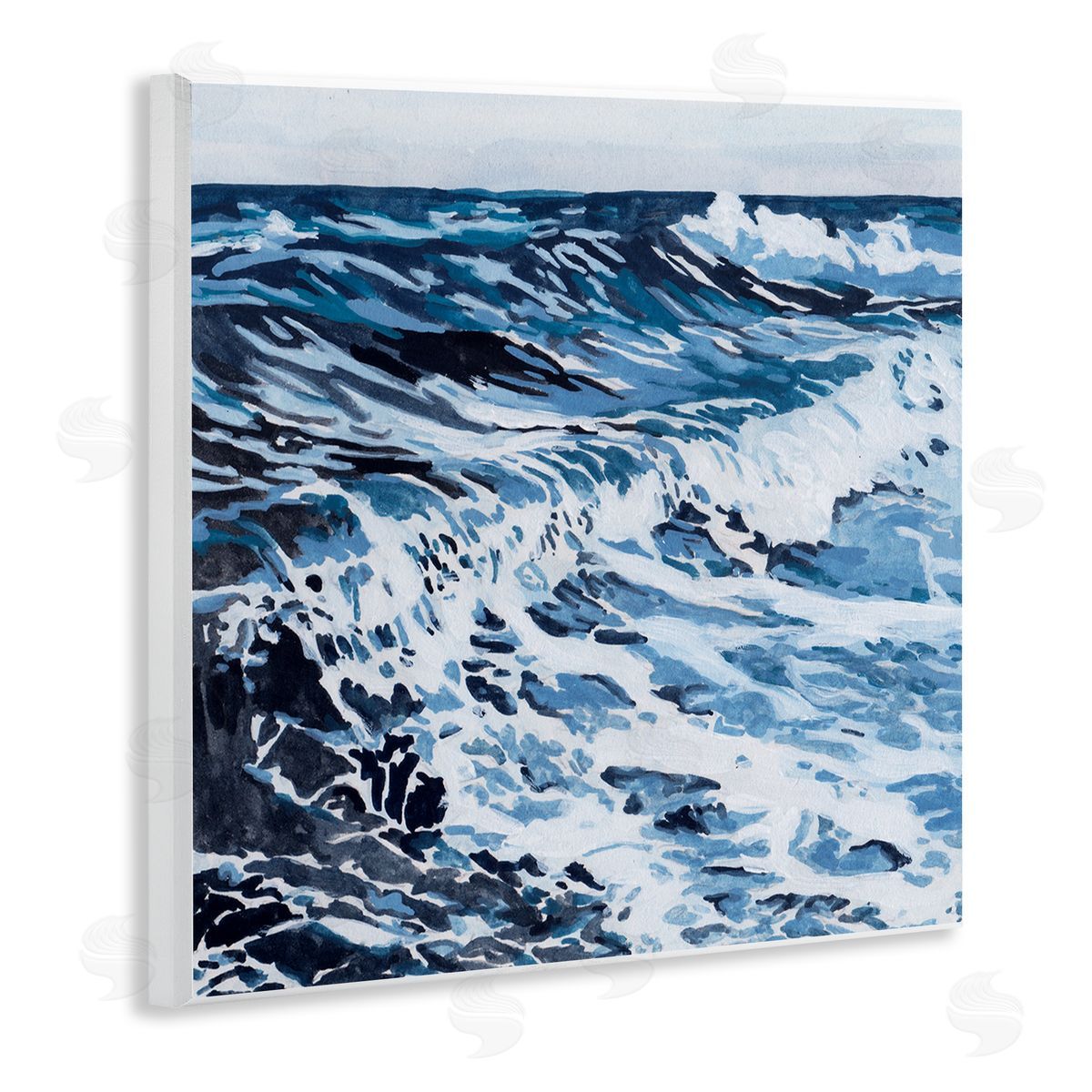 Blue Rolling Waves Wood Plaque Wall Art, Home Decor by Melissa Wang