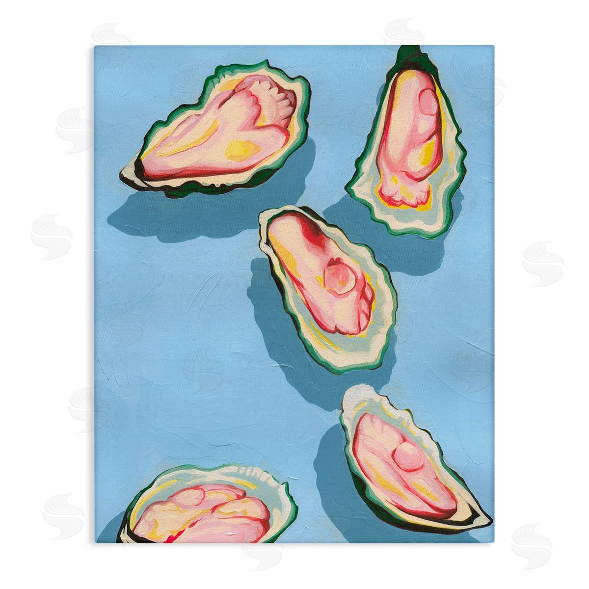 Bold Oysters on Blue Canvas Wall Art, Home Decor by Grace Popp