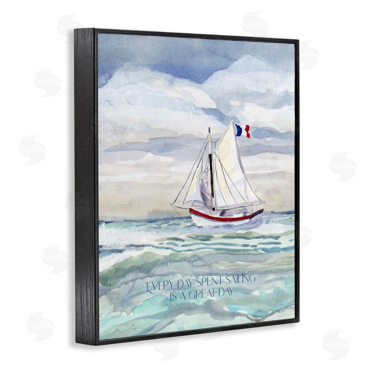 Great Day Sailing Phrase Black Frame Print Wall Art, Home Decor by Audrey Jeanne Roberts