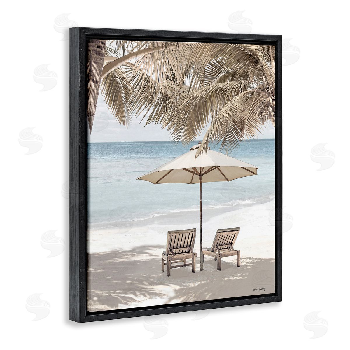 Summer Villa Vacation Black Floating Frame Canvas Wall Art, Home Decor by Amber Sterling