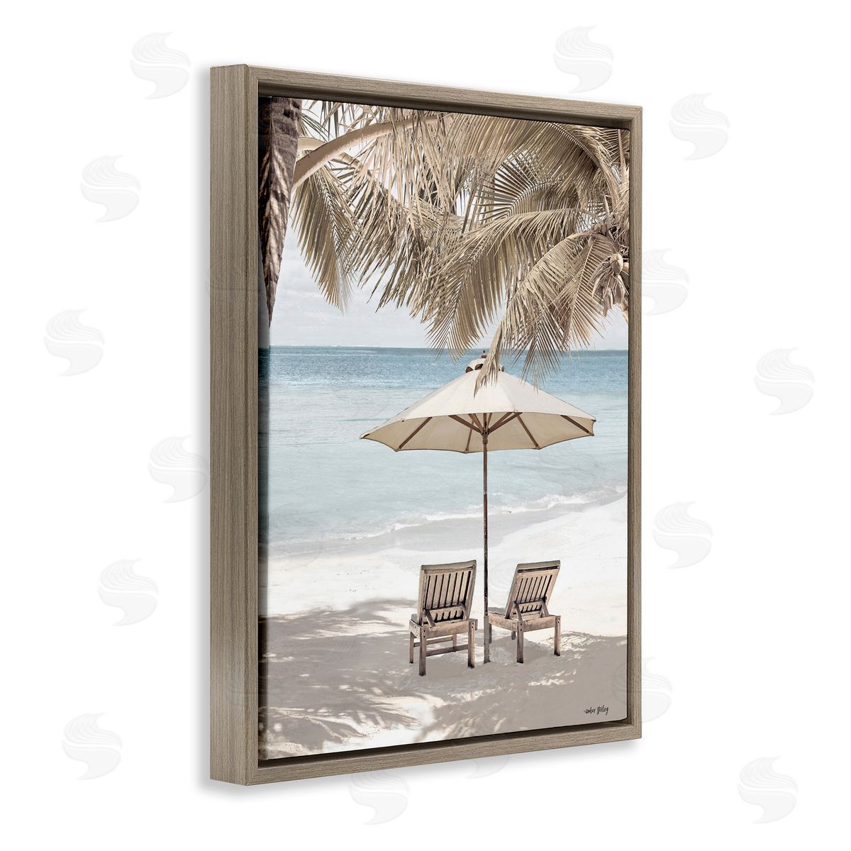 Summer Villa Vacation Brown Floating Frame Canvas Wall Art, Home Decor by Amber Sterling
