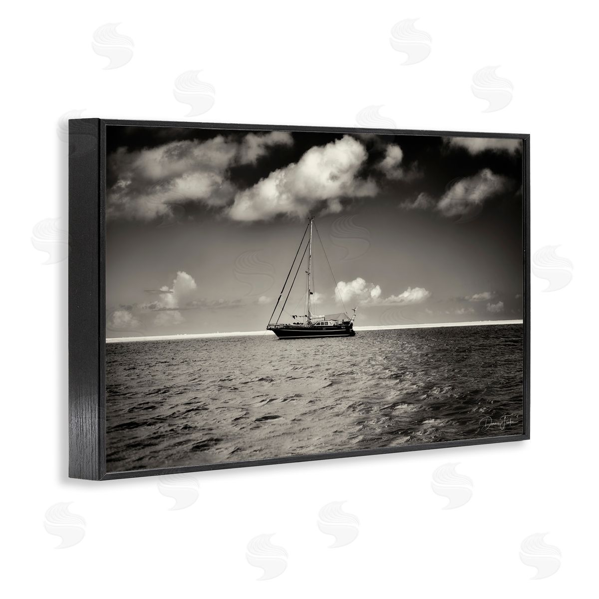 Clouds Over Big Ship Black Frame Print Wall Art, Home Decor by Dennis Frates