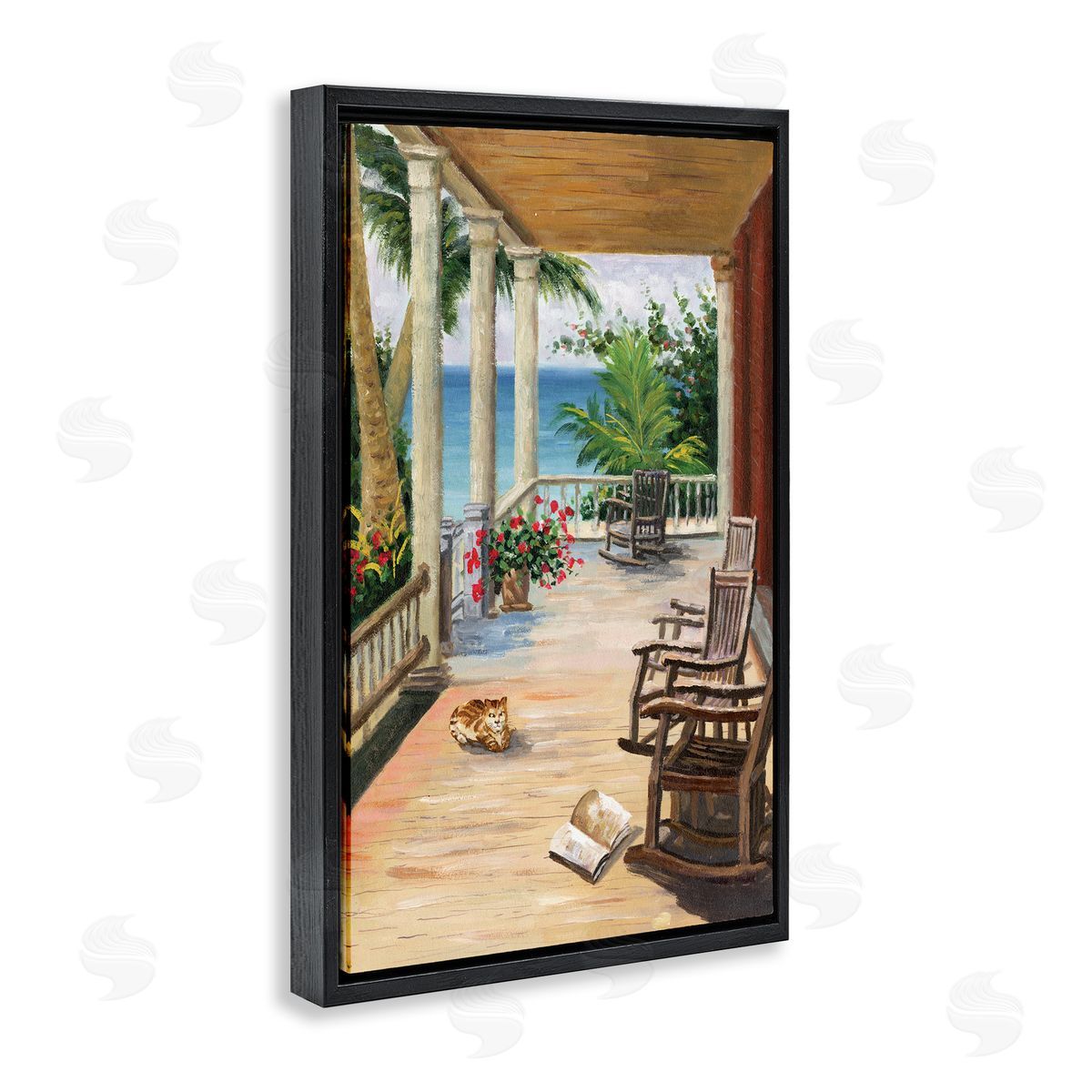 Coastal Cape Cabin Black Floating Frame Canvas Wall Art, Home Decor by Cloverfield and Co.