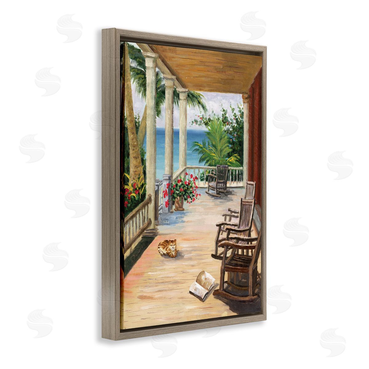 Coastal Cape Cabin Brown Floating Frame Canvas Wall Art, Home Decor by Cloverfield and Co.