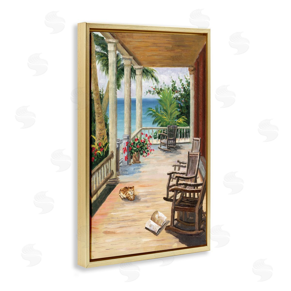 Coastal Cape Cabin Gold Floating Frame Canvas Wall Art, Home Decor by Cloverfield and Co.
