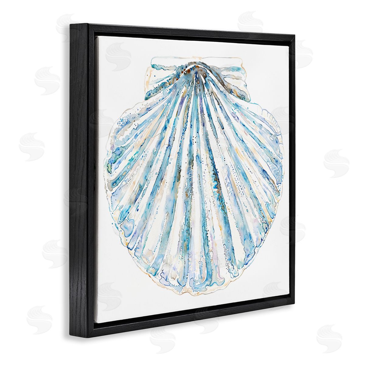Clam Shell on White Black Floating Frame Canvas Wall Art, Home Decor by Christine Zalewski