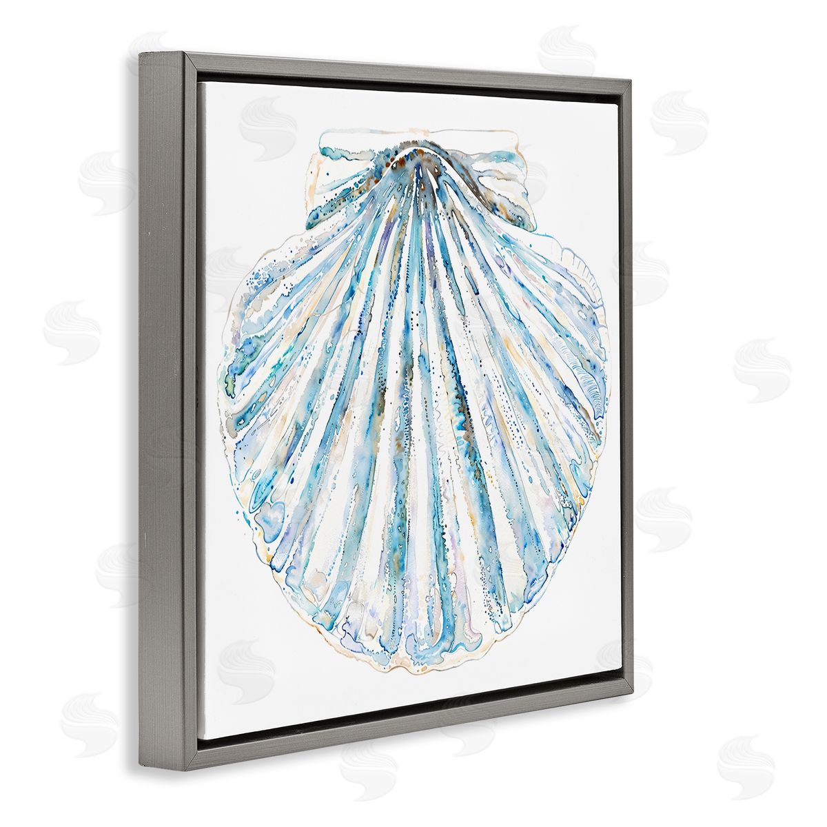 Clam Shell on White Grey Floating Frame Canvas Wall Art, Home Decor by Christine Zalewski
