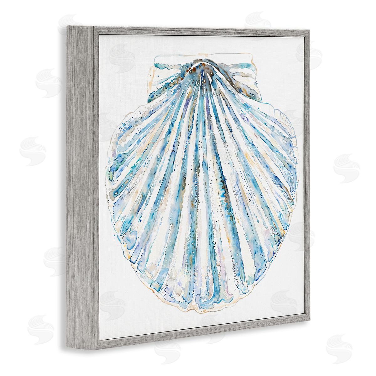 Clam Shell on White Grey Frame Print Wall Art, Home Decor by Christine Zalewski