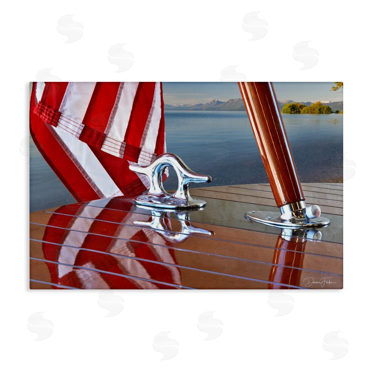 Flag On Boat Hull Canvas Wall Art, Home Decor by Dennis Frates