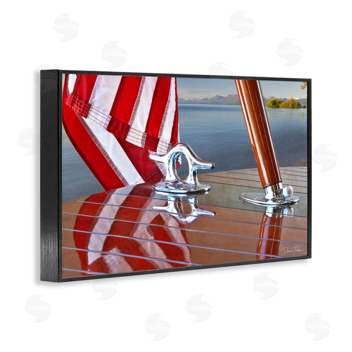 Flag On Boat Hull Black Frame Print Wall Art, Home Decor by Dennis Frates