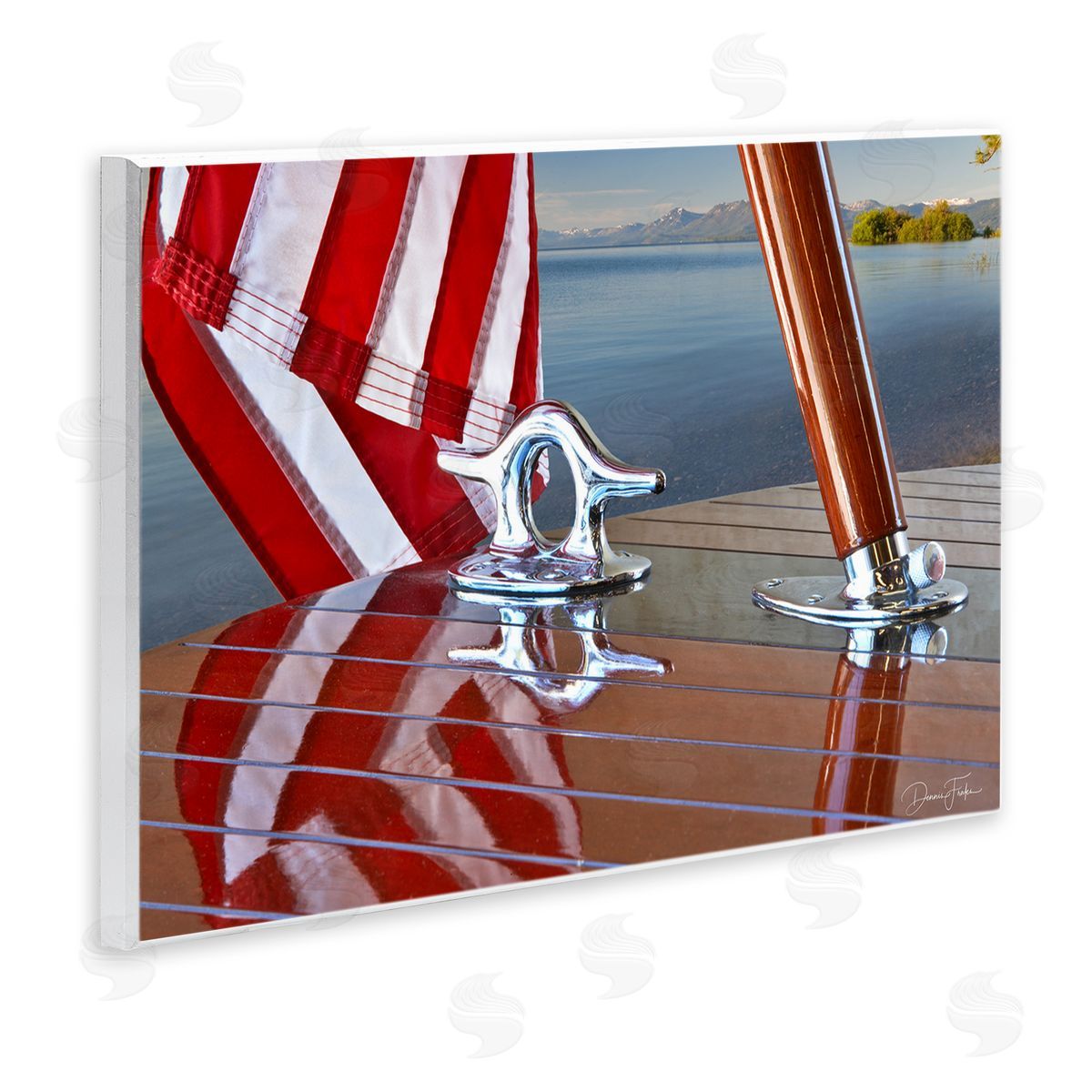 Flag On Boat Hull Wood Plaque Wall Art, Home Decor by Dennis Frates